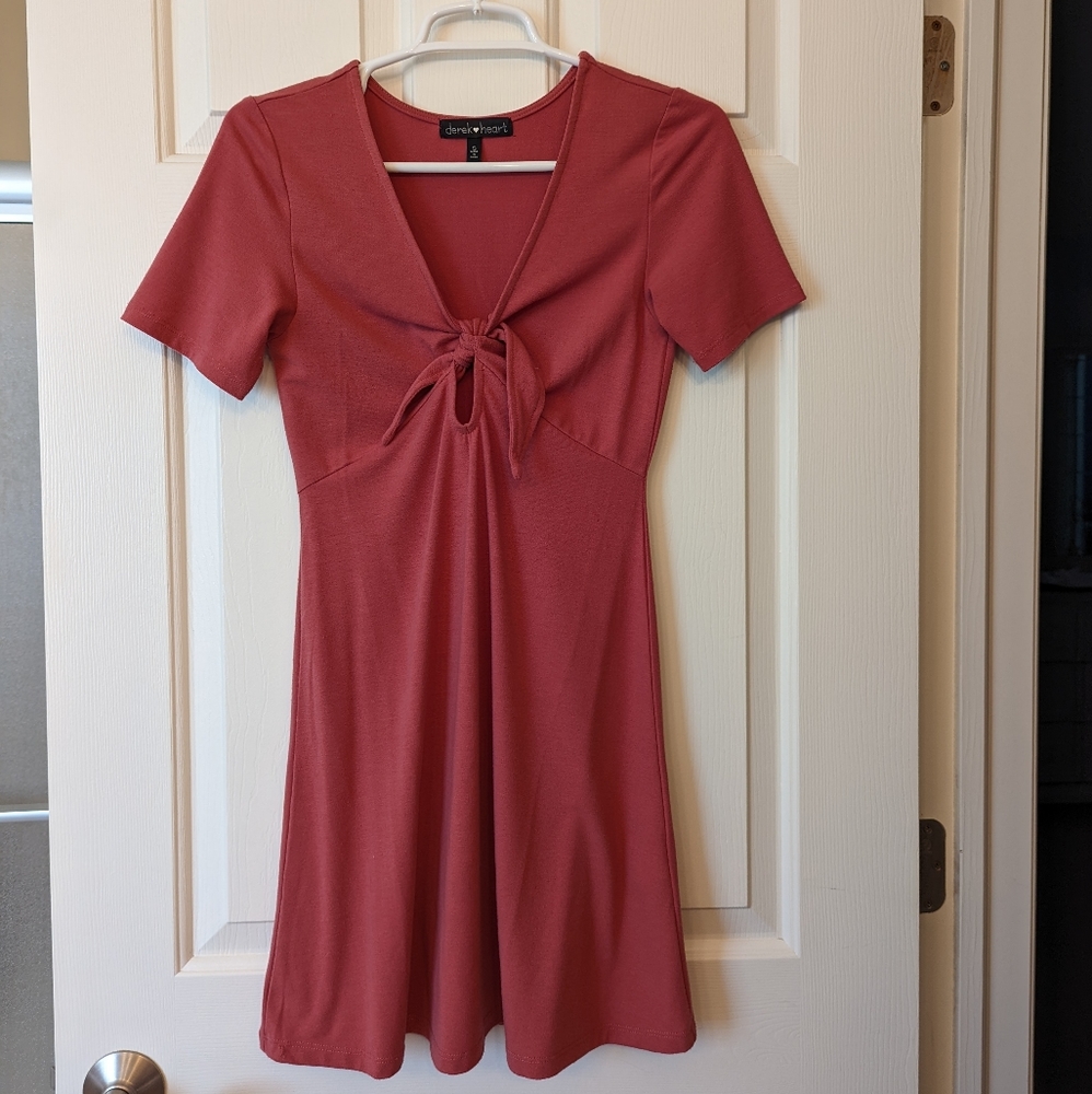 Salmon-colored tie dress